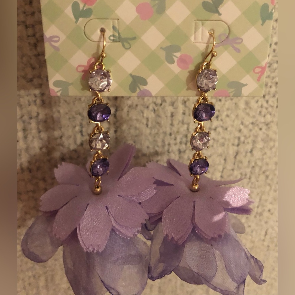 Lavender Purple Flower Drop Earrings
